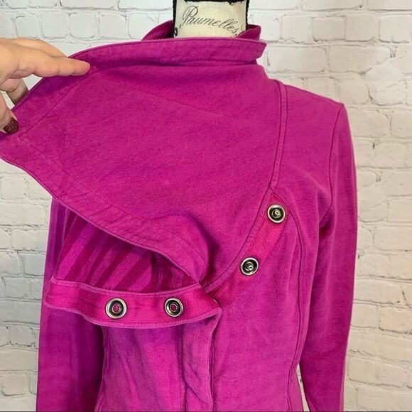 LUCY Fuschia Hatha Athleisure Jacket Shawl Neck  small Casual Long Sleeve - Picture 7 of 14
